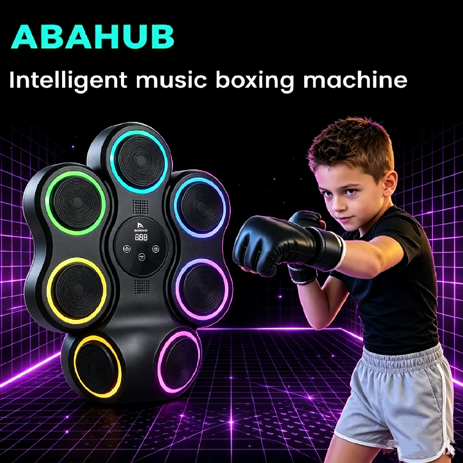 Abahub Arcade Punching Machine for Kids - Wall-Mounted Boxing Toy with Gloves, Christmas Gift & Sports Training Equipment for Teenagers, Arcade Punching Machine Boxing