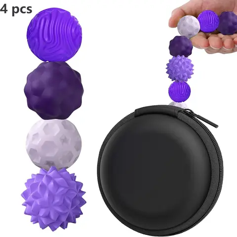 Fidget Ball Toy, Ball Set, Sensory Soft Balls, Silicone Sensory Stress Relief Toy for Adults, Teens with Autism, ADHD, Anxiety, Fun Textures Roller Travel Toys Gift, Squishy Fidgets, Squishy Stress Balls