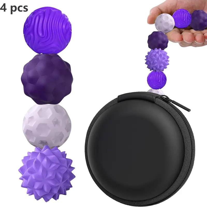 Fidget Ball Toy, Ball Set, Sensory Soft Balls, Silicone Sensory Stress Relief Toy for Adults, Teens with Autism, ADHD, Anxiety, Fun Textures Roller Travel Toys Gift, Squishy Fidgets, Squishy Stress Balls