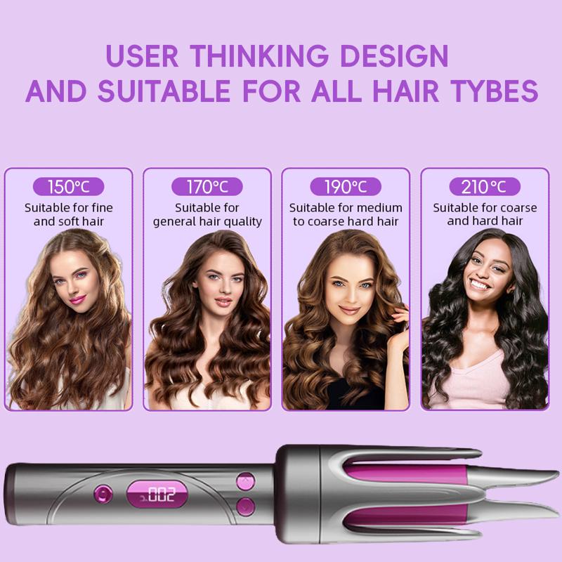 Fully automatic curling iron, lazy curling tool with LED Display, 140°F-200°F for all hair types, electric rotary curler, large curls, gentle on hair, 32mm comfortable curler