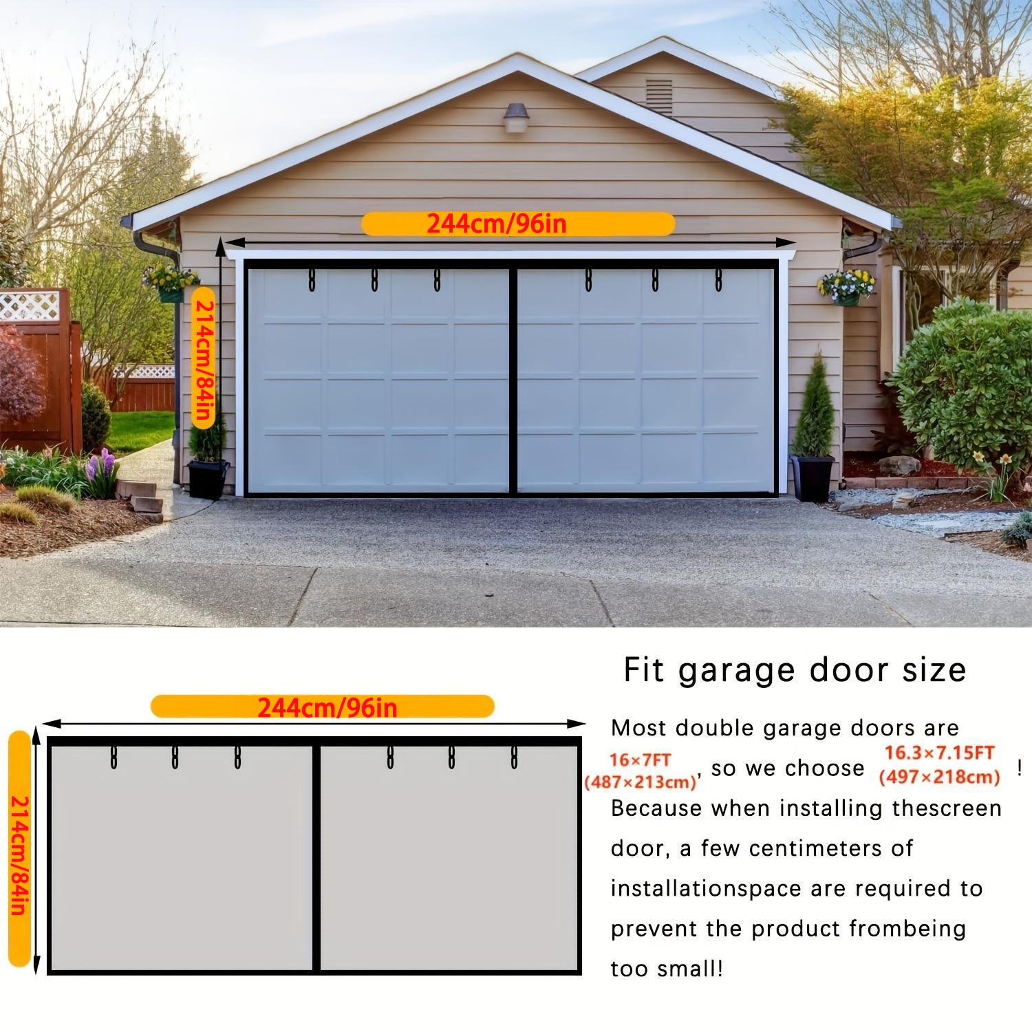 1pc Garage Screen Door for Two-Car Garage, 16x8 Feet, Magnetic Closure, Heavy Bottom, Self-Sealing Glass Fiber Mesh, Easy Assembly