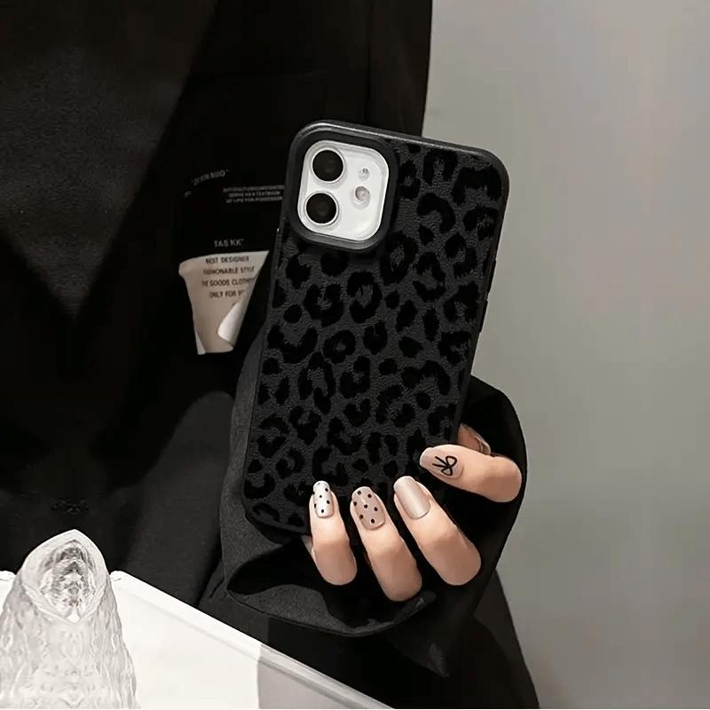 1Pc Black Leopard Brand Pattern All Inclusive Tpu Litchi Pattern Protective Mobile Phone Case For iPhone 16 15 14 13 12 11 Pro Max X XS XR 8 7 Plus Phone Case