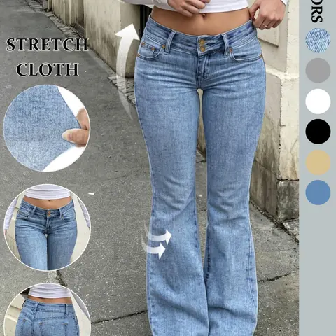 Nvfelix Women's Flared Cut Denim Jeans, Comfortable Fashion Jeans, Daily Wear, Trendy Bell Leg Design, Durable Material, All Seasons