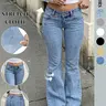 Nvfelix Women's Flared Cut Denim Jeans, Comfortable Fashion Jeans, Daily Wear, Trendy Bell Leg Design, Durable Material, All Seasons