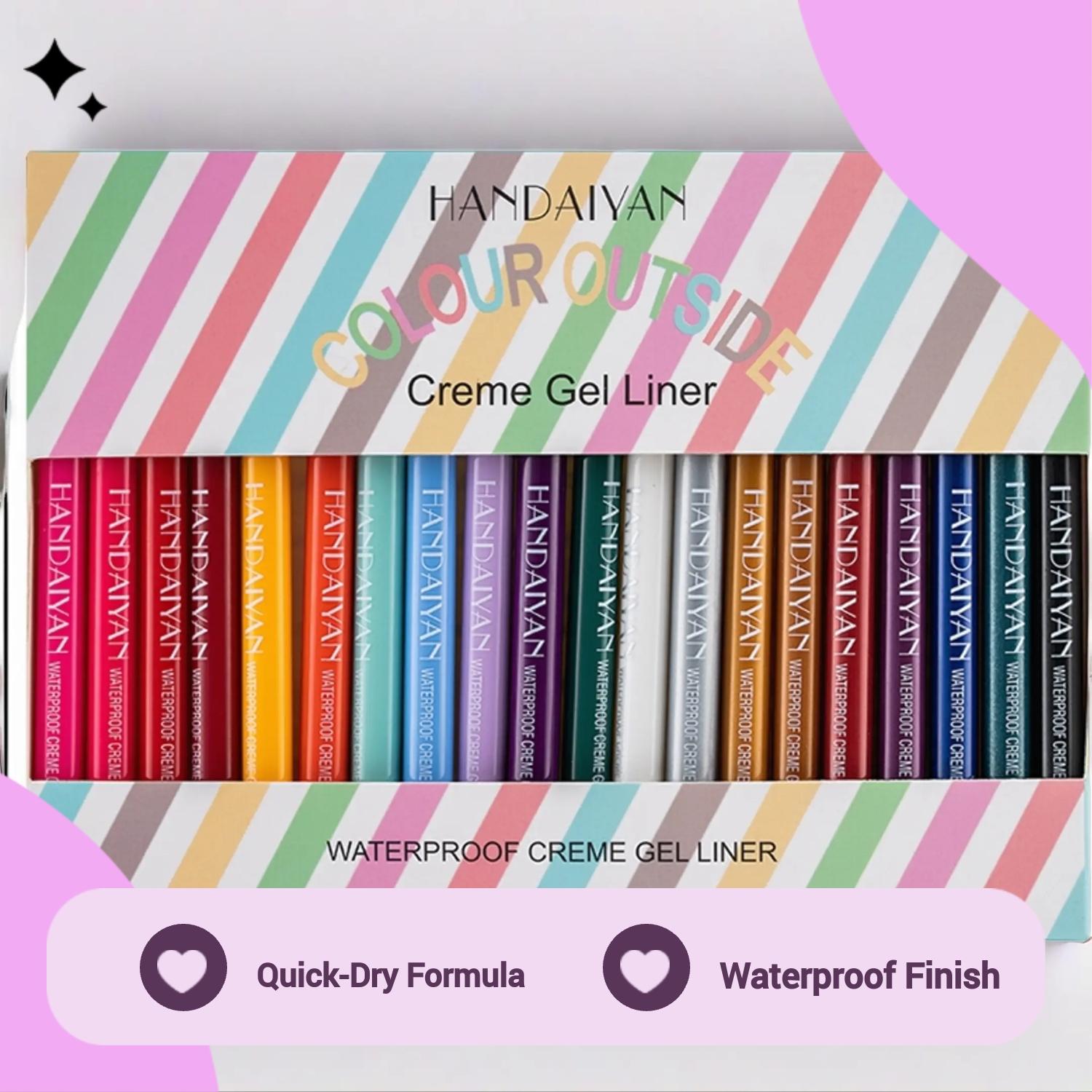 20 Color Eyeliner Pencil Set Quick-Dry Waterproof Long-Lasting Smudgeproof Creme Gel Liner Eye Liner Gel Pen 20 Pieces, Makeup Essential