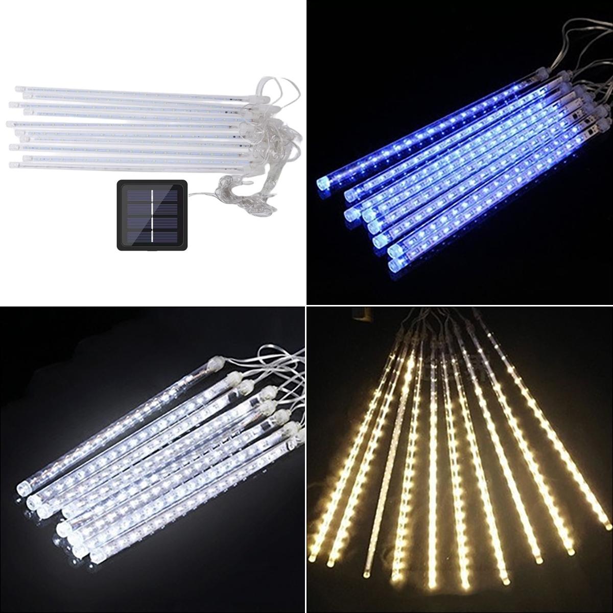 1pc 192LED Solar Meteor Shower Lights, Falling Rain Drop Lights, Solar Christmas Lights with 8 Light Tubes, IP55 Landscape Lighting for Trees Gardens Courtyards Christmas Wedding Party Mother's Day Halloween Christmas Outdoor Decoration