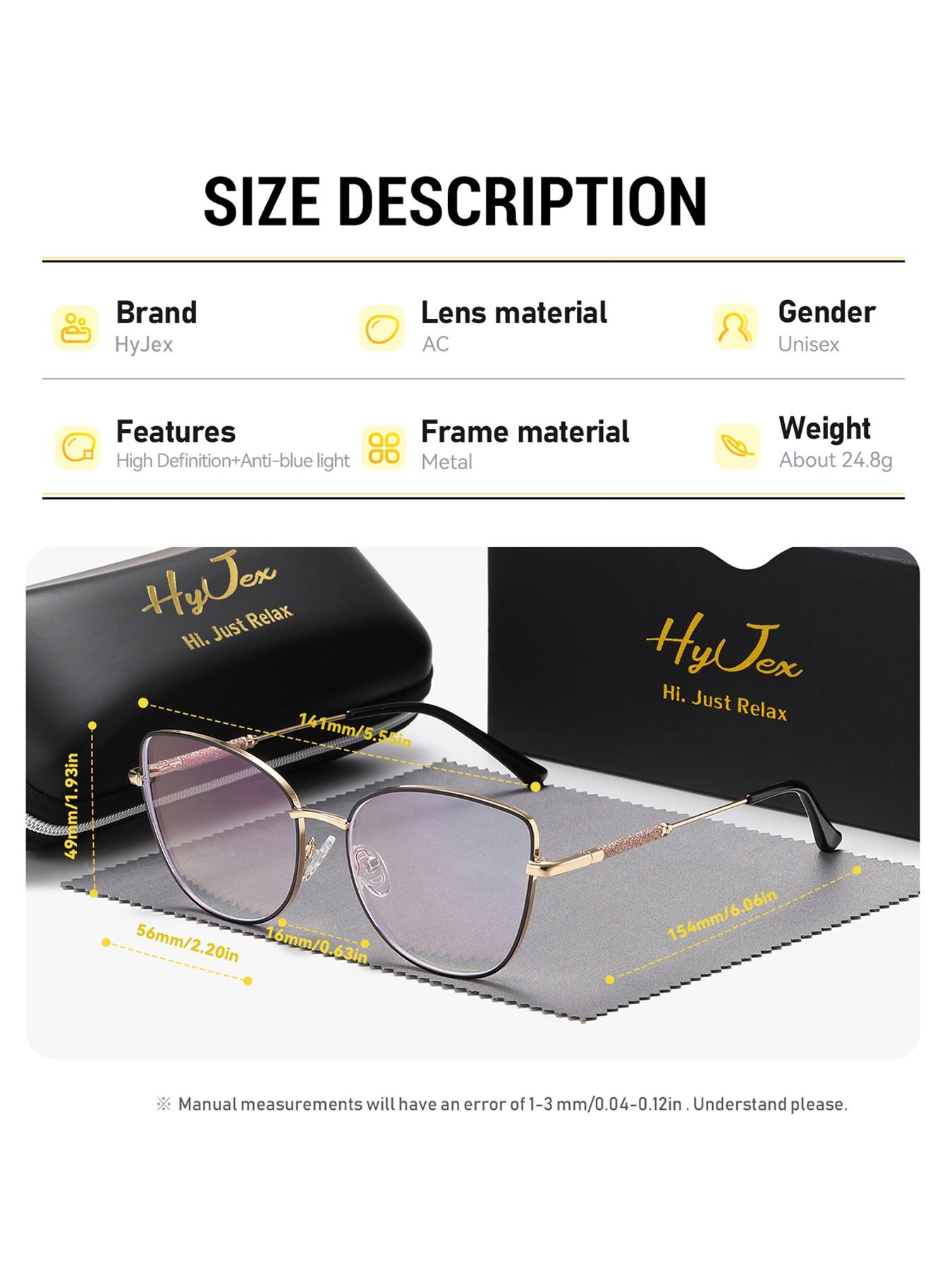 HYJEX 1 Piece Unisex Fashionable And Versatile Style Anti Blue Light Full Frame Plano Glasses Elegant And Charming Cat Eye Frame Plano Glasses