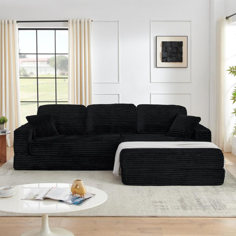 【2 pieces of package】 Confy 112 ‘’ Left Sofa chaise with 5 pillows,Couch suit for family/party/parent-child activities, no installation required