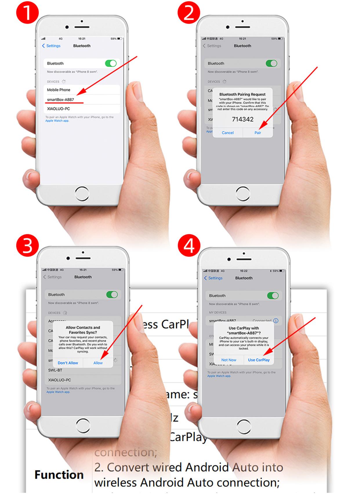 Car Wireless CarPlay Box Wireless Android Auto Converter Box 5.0 Bluetooth Wireless Carplay Adapter for Automobile Player Black