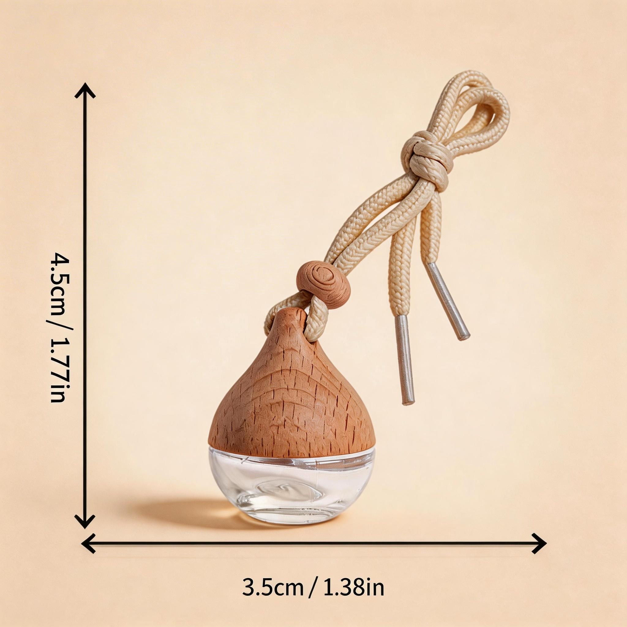 10 Empty Car Essential Oil Bottles, Reusable Glass Diffuser Pendants with Wooden Stopper, Screw-On Lid, Car Decoration