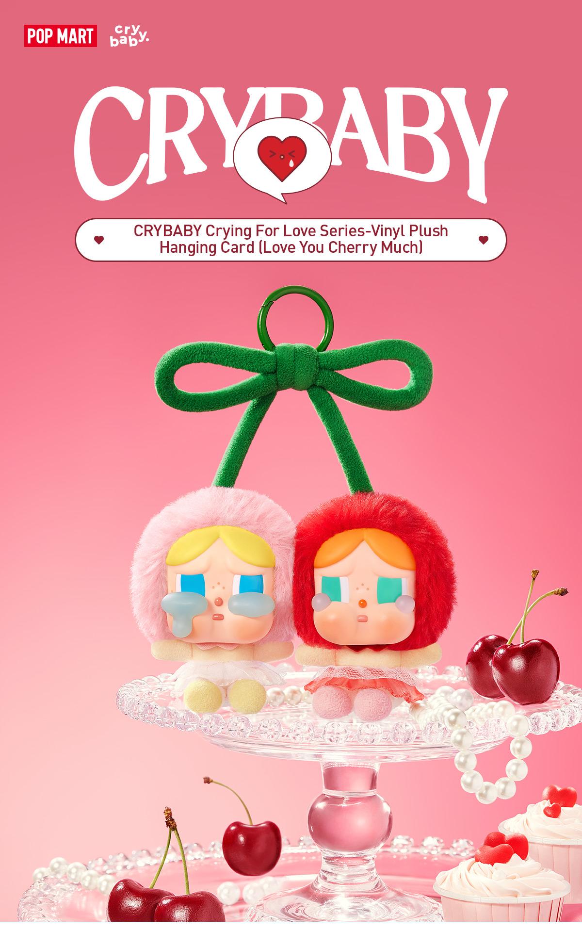POP MART CRYBABY Crying For Love Series-Vinyl Plush Hanging Card (Love You Cherry Much), Collectible Toys