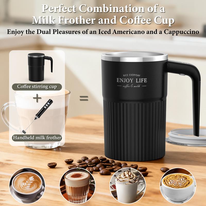 Upgraded Milk Frother/coffee Stirring Mug, Beverage Mixer, Intelligent Temperature Measuring, Rechargeable Automatic Stirring Cup, Suitable for Coffee, Tea, Hot Chocolate