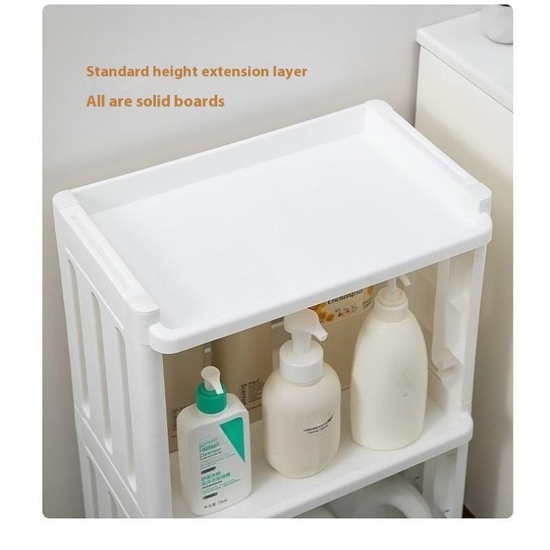 1 Pack Bathroom Floor Storage Rack with Wheels, Heavy Duty Rolling Storage Cart, Space-Saving Bathroom Shelf Unit, No Assembly Required, for Bathroom, Kitchen, Laundry Room, Lightweight Shelf Ideal for Small Spaces