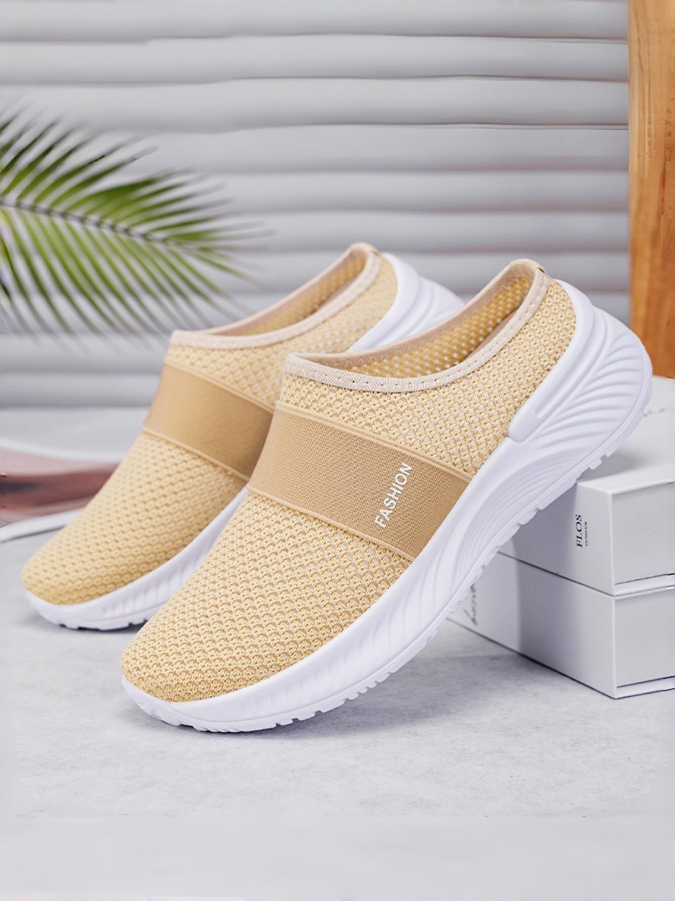 Women's Slip-On Mules for All Seasons, Breathable Mesh Upper, Anti-Slip Thick Sole, Fashion Casual Sandals, Comfortable Walking Shoes