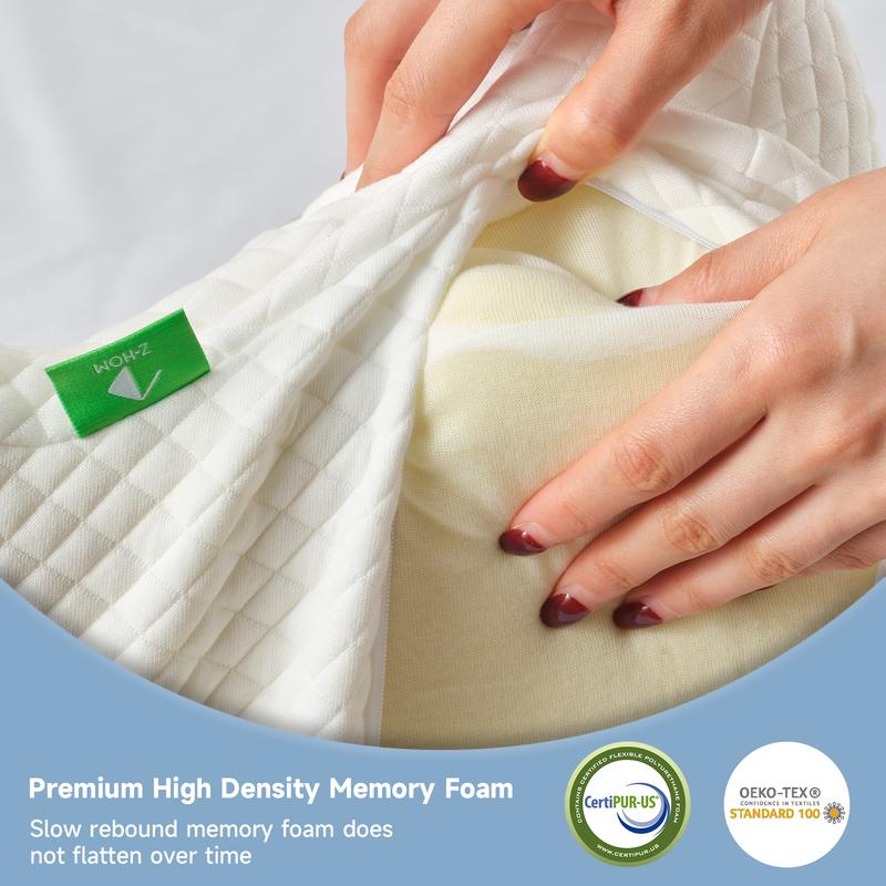 Z-HOM Cervical Pillow for Neck and Shoulder,Contour Memory Foam Pillow,Ergonomic Neck Support Pillow for Side Back Stomach Sleepers with Pillowcase