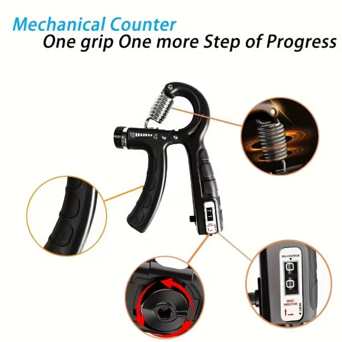 Mechanical Counting Grip Trainer - Adjustable Resistance: Resistance range meets different strength requirements, no batteries needed, automatically records training repetitions