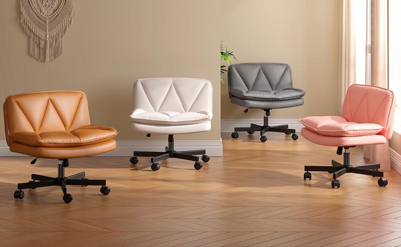 Raybee Furniture 27" Wide Criss Cross Chair, Comfy Cross Legged Office Desk Chair with Wheels, Cute Makeup Vanity Chair, Fabric Modern Swivel Height Adjustable Mid Back Wide Seat Computer Task Chair for Home Office Raybee Furniture 27" Wide Criss Cross Chair, Comfy Cross Legged Office Desk Chair with Wheels, Cute Makeup Vanity Chair, Fabric Modern Swivel Height Adjustable Mid Back Wide Seat Computer Task Chair for Home Office