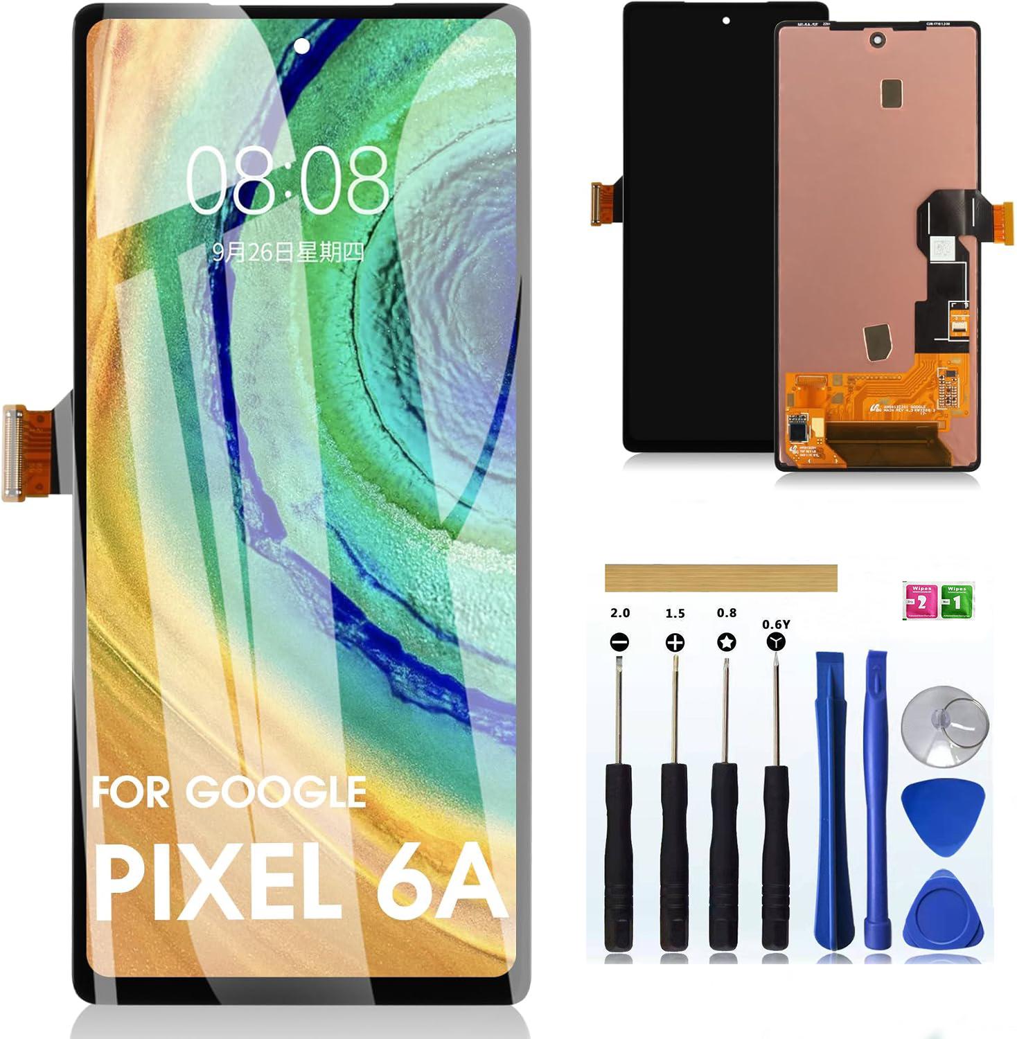 OLED for Google Pixel 6A Screen Replacement for Google Pixel 6A LCD Replacement Kits for Google Pixel 6A Digitizer Touch Screen Display Assembly Repair GX7AS GB62Z G1AZG