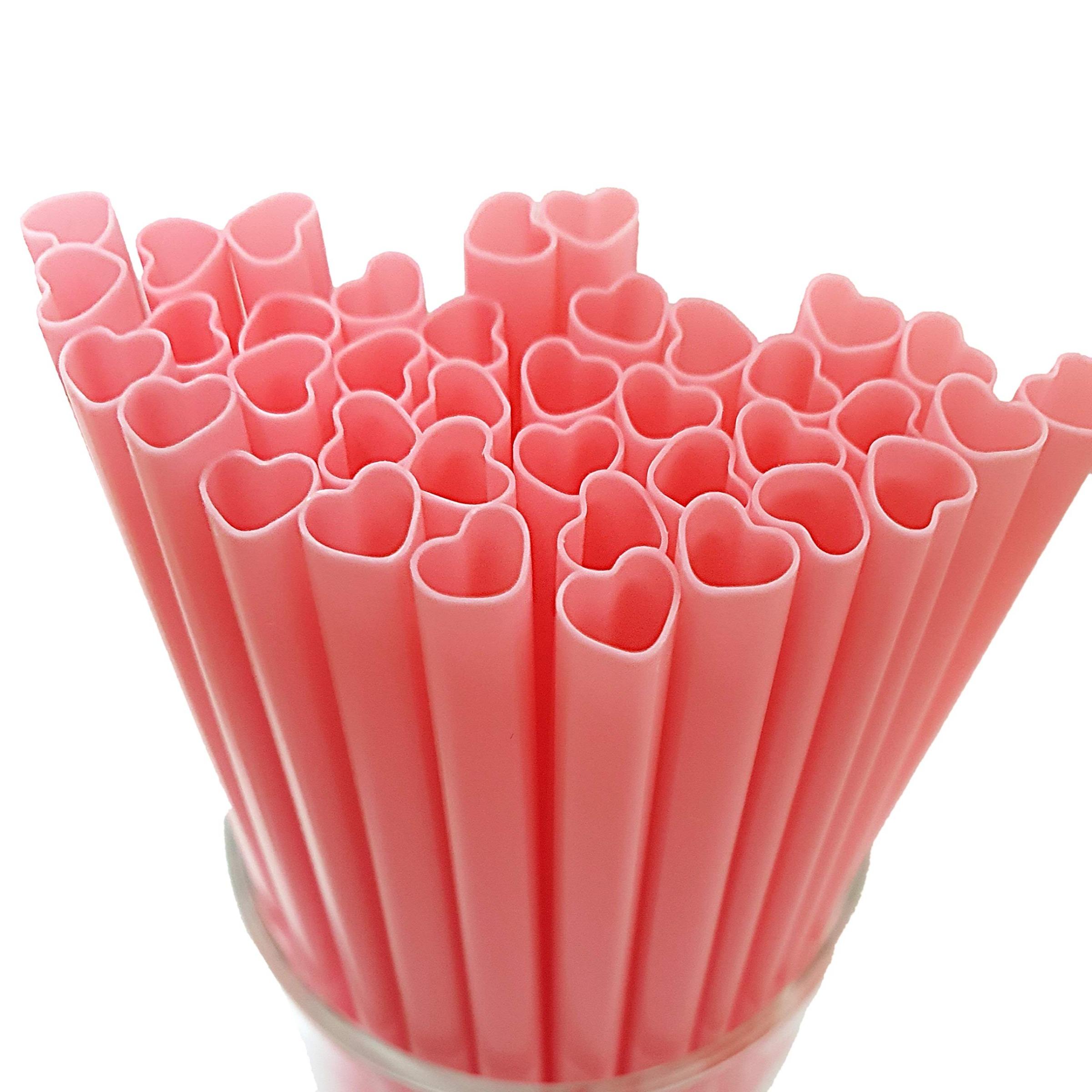 5/20/50/100/200pcs Cute Heart-Shaped Straws for Boba and Iced Coffee, Picnic, Valentine's Day, Wedding Theme Party Drink Accessories, Home Bar Accessories