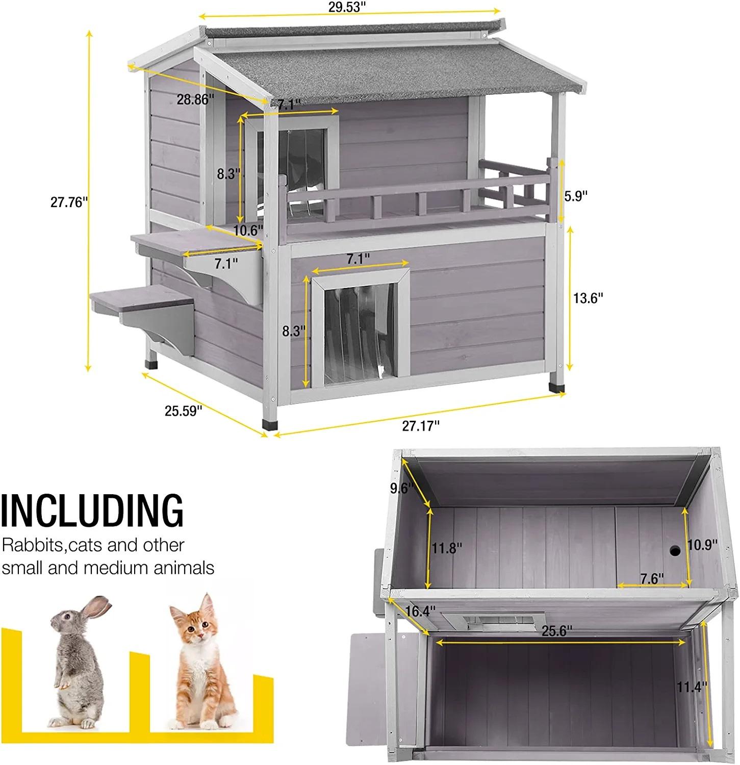Aivituvin-AIR33 Outdoor Cat House, Indoor Wooden Cat House (Inner space 10.9 ft²)