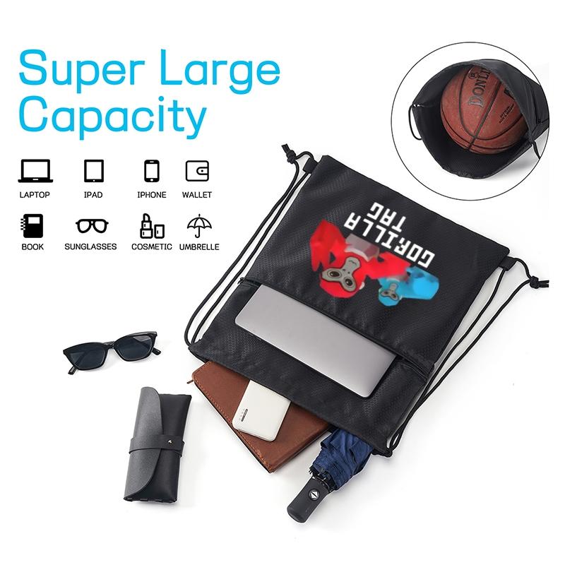Gorilla Tag Game Characters Print Drawstring Backpack Outdoor Sport Gym Bag Lightweight for Teens Youth Students Unisex Suitable for School Travel Hiking Daily Use Perfect Gift for Christmas Birthday Graduation and Spec