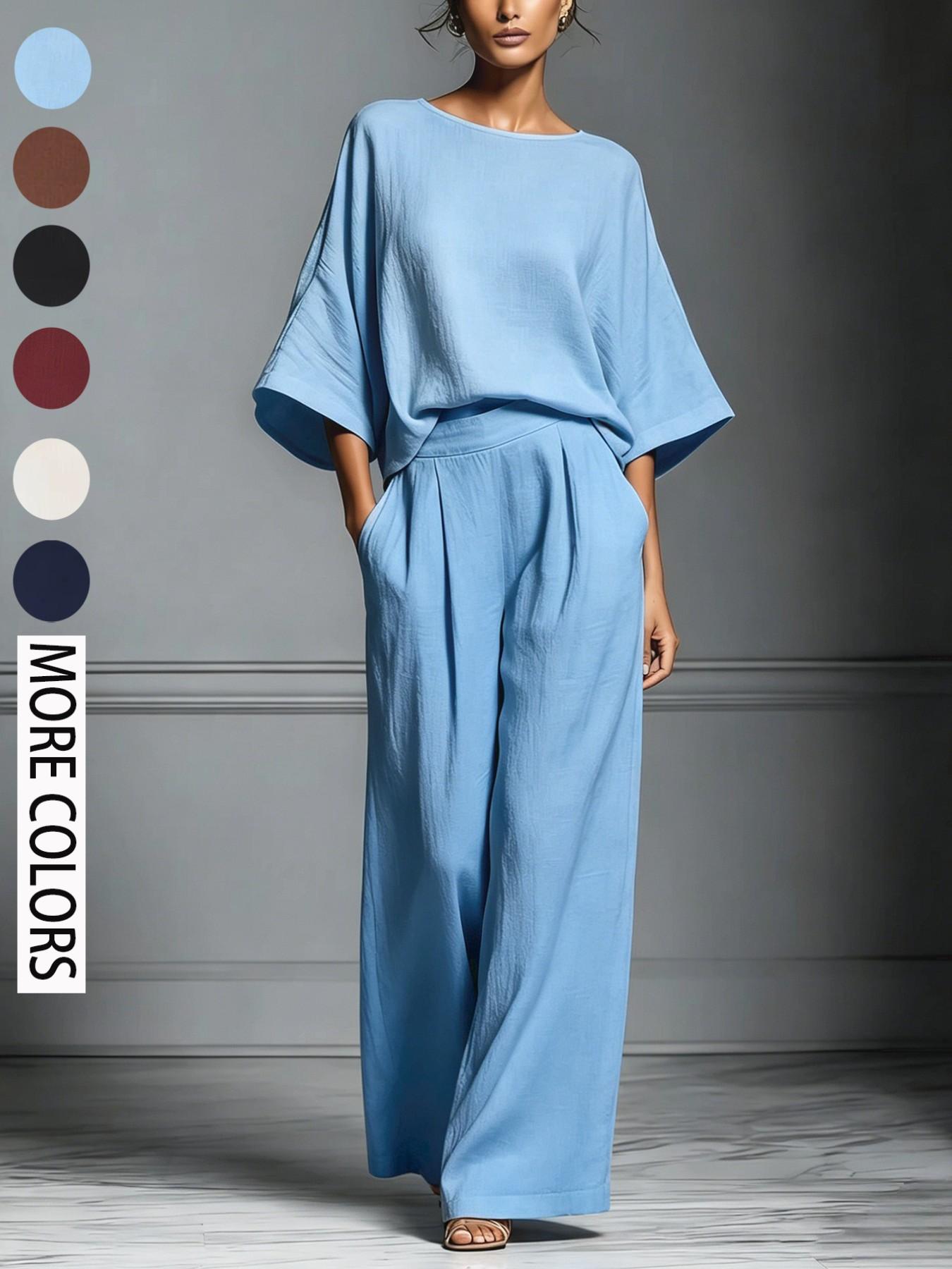 Women's 2026 Summer Bell-Sleeve Loose Clothing Set, Elegant Casual Trendy Outfit for Daily Wear Women's 2026 Summer Bell-Sleeve Loose Clothing Set, Elegant Casual Trendy Outfit for Daily Wear
