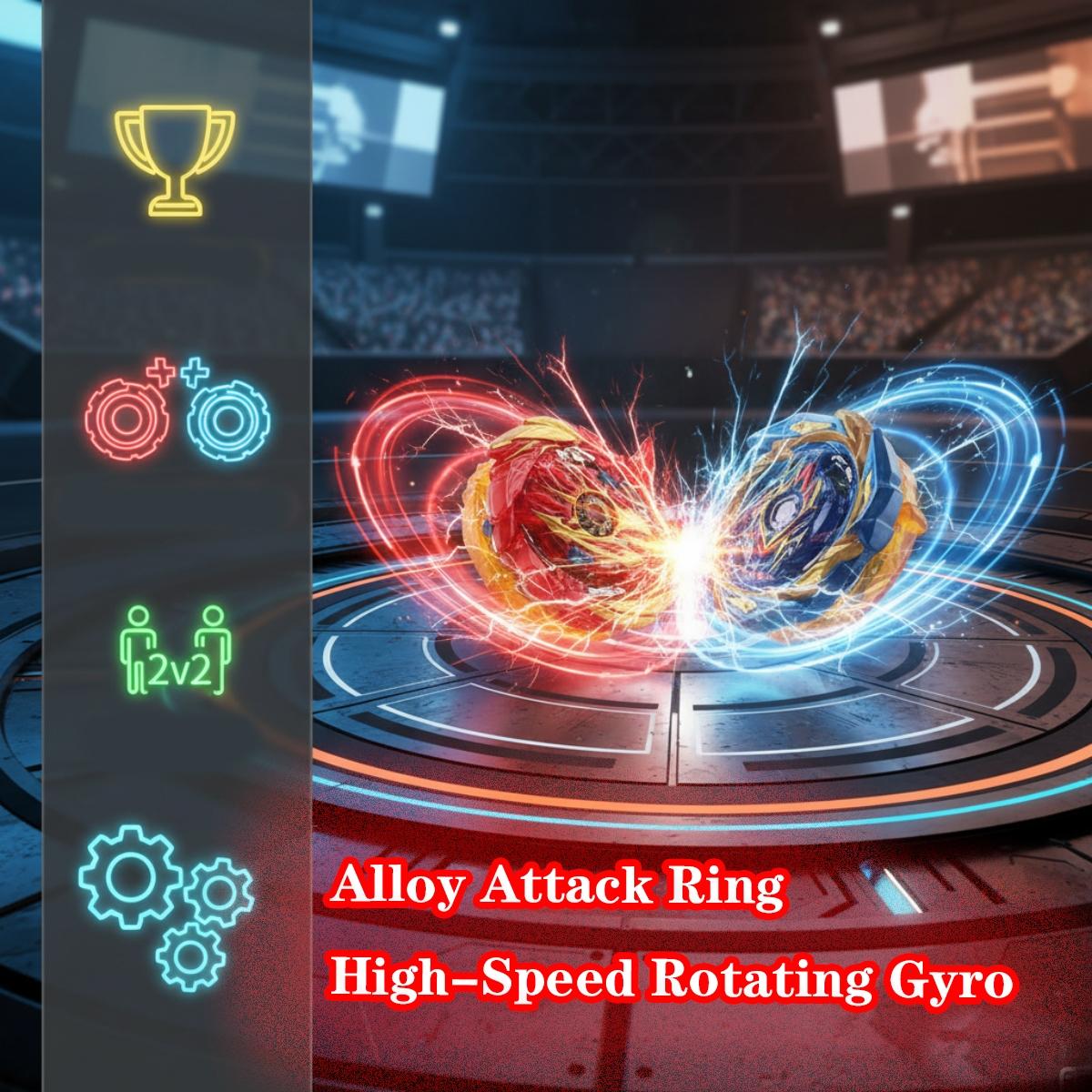 Upgraded Alloy Explosive Combat Gyro Toy Set, Includes Gyro Launcher Grip, Fusion Design Gift for Game Enthusiasts, Collectible Toys