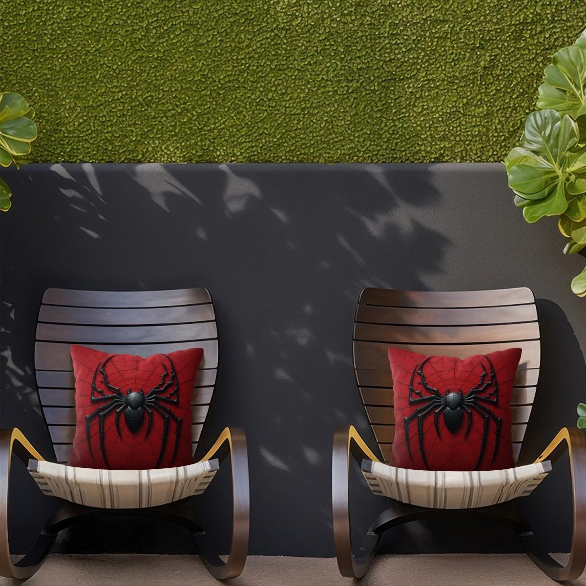 Dark Superhero Themed Throw Pillow with Inner Cushion, 45cm Square, with A 3D Black Spider Web Pattern Throw Pillow,Soft Comfortable Decor for Bedroom & Sofa, Warm and Soothing Soft Furnishings.