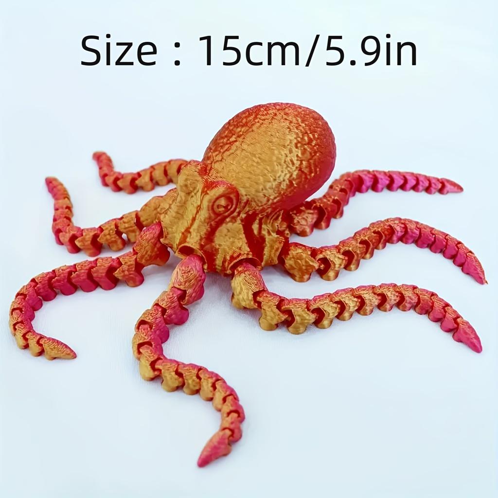 1pc 3D Printed Poseable Octopus/squid Model, Articulating Figurines, Moving Joints, Heavy-Duty Plastic, Multi-Color, Educational Toy, Home Decor, Articulating Miniatures