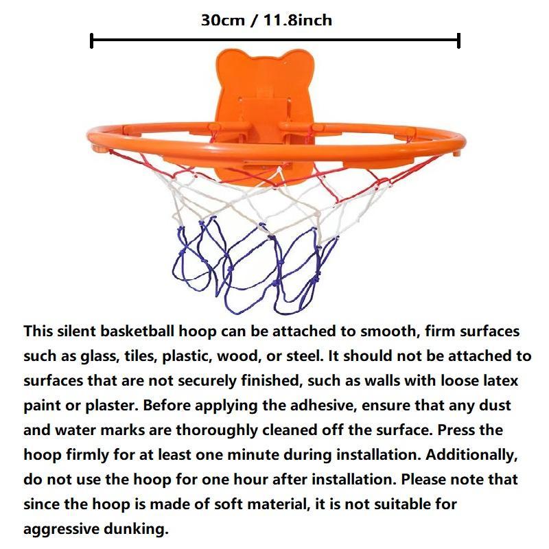 Quiet Indoor Ball Set - Noiseless  with Basket for  Play -   Hoop (Mount Only on Smooth, Secure Surfaces Like Glass, Tile, Wood, Metal; Do Not Mount on Unstable Walls Such As Plastered Or Latex-painted Surfaces) indoor silent basketball