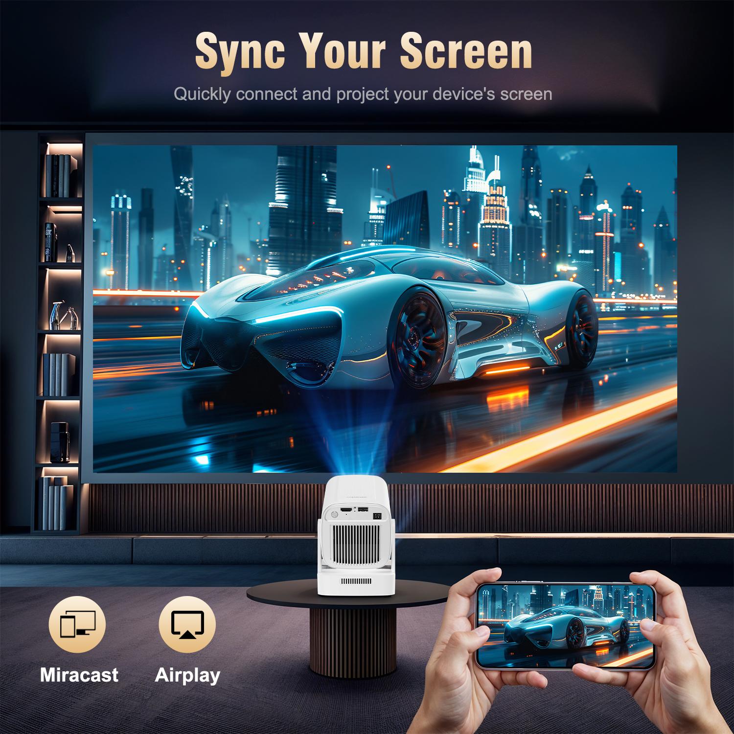[US warehouse] Magcubic HY310 Auto Focus Projector 330ANSI 4K Videosource Supported Native 1080P BT5.4 Android 11 WIFI6 60Hz Reflash Allwinner H713 180° Flexible Rotating Built-in Speaker Portable Home Cinema 130" Screen Lightweight