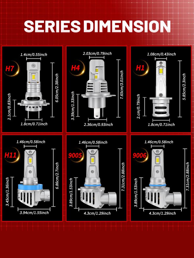 2pcs H1 H7 H4 H11 9005 HB3 9006 HB4 LED Headlight Bulb 50000LM Super Bright CANBUS Led Automobile Lamps Plug And Play Turbo Fan Diode Car Lights 6000K 12V