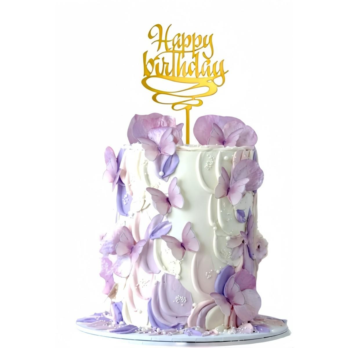 20 Pieces/set Style Happy Birthday Acrylic Cake Decorations, Party Cake Insert Set, 20 Styles, Birthday Cake Decoration Kit