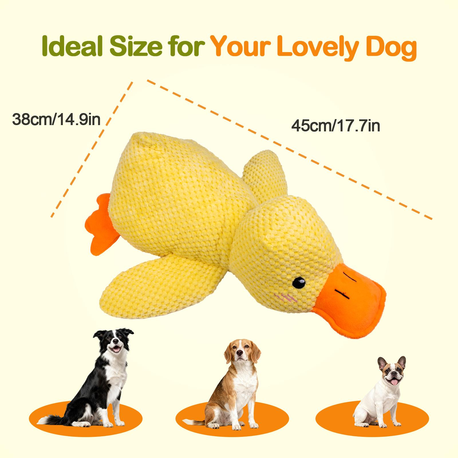 Dono Squeaky Dog Chew Toy，2025 New Interactive Duck Toy with Quack Sound for Dogs Teeth, Soft Stuffed.The perfect, durable companion for dogs of all breeds and sizes.(Yellow)