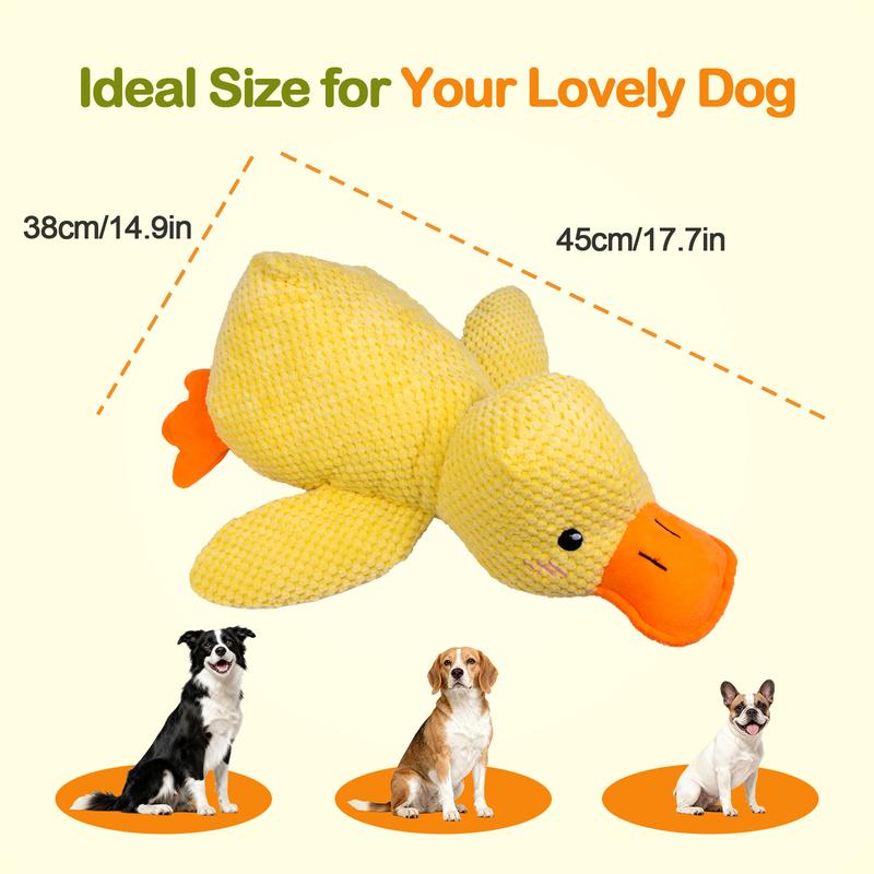 Dono Squeaky Dog Chew Toy，2025 New Interactive Duck Toy with Quack Sound for Dogs Teeth, Soft Stuffed.The perfect, durable companion for dogs of all breeds and sizes.(Yellow)