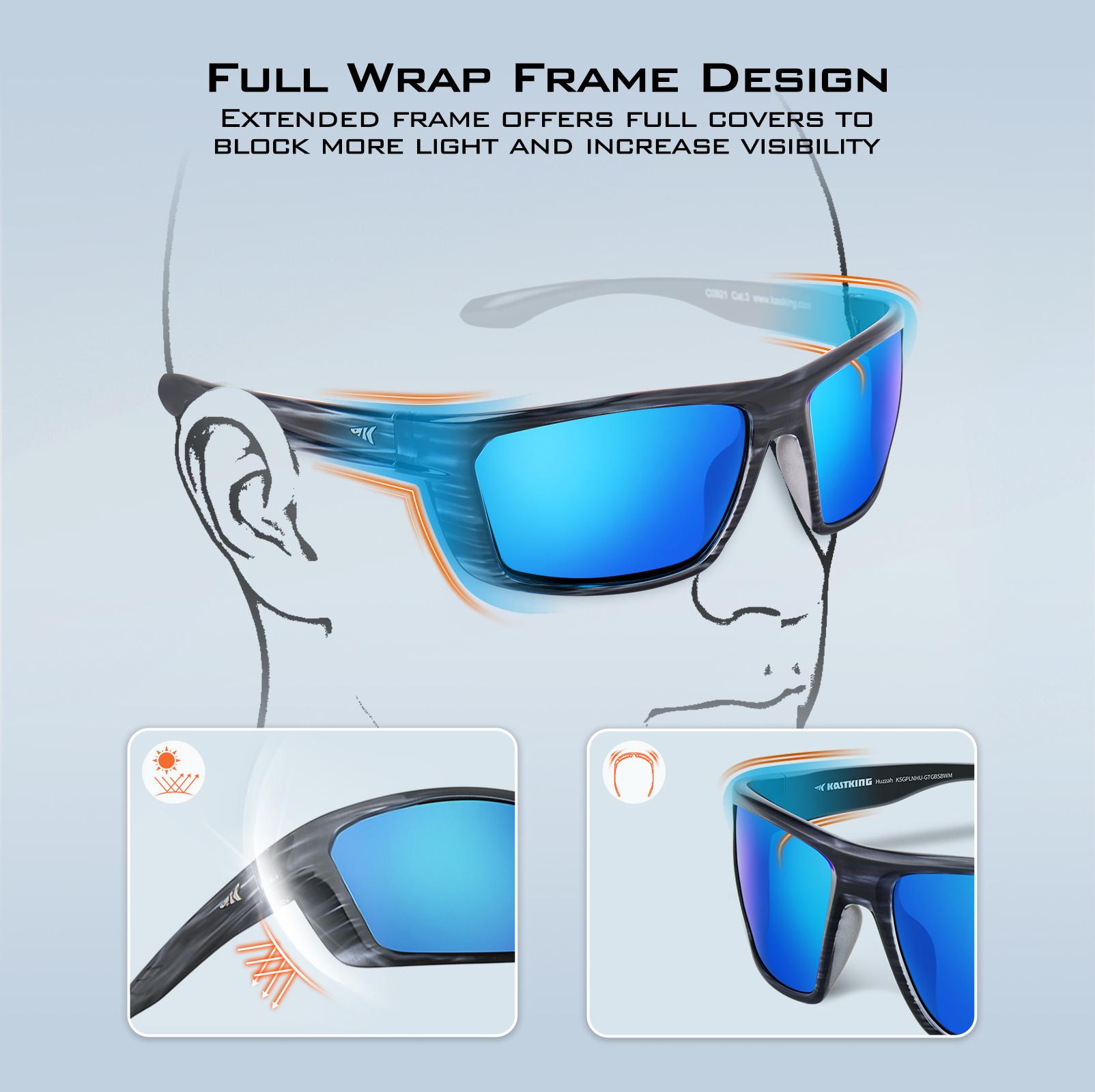 KastKing Huzzah Polarized Sport Sunglasses for Men and Women, Ideal for Driving Fishing Cycling and Running, UV Protection