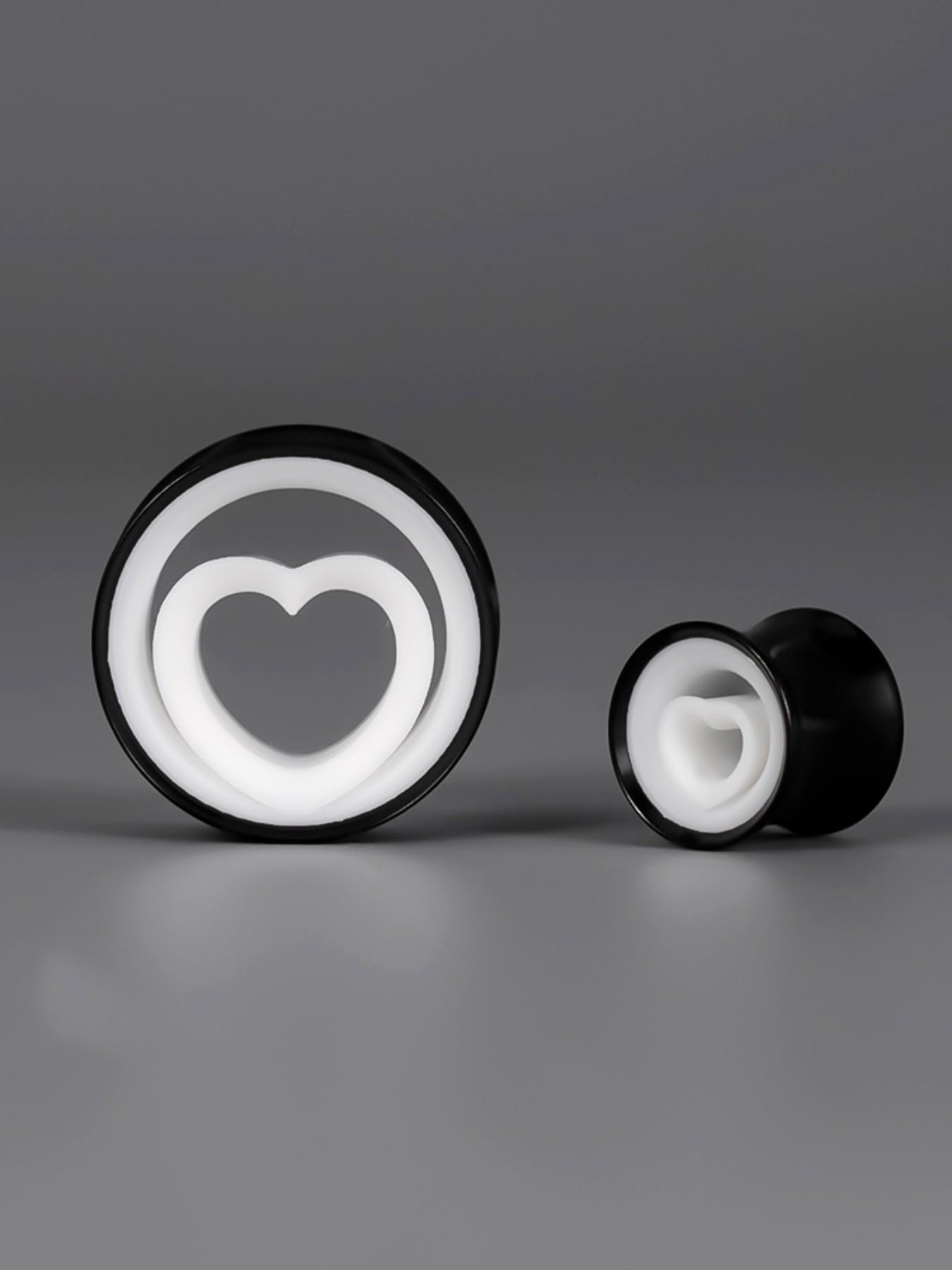 2pcs Y2K Heart Ear Gauges, Boho Style, Stainless Steel, Colorblock, Daily Wear, All Seasons, Best Gift for Pierced Babe