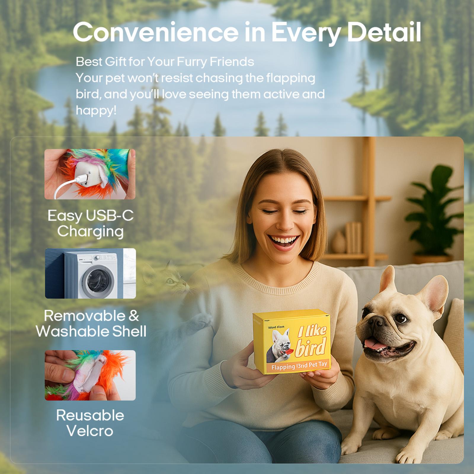 Vagascape Ugly Finch, Cat&Dog Toy,Interactive Rechargeable Toy on Rug with Bird Chirping, Anti-Depression Fun Gift for Cats & Dogs, Pet Supplies, Dog & Cat Accessories, Pet Products, Funny Gift, Cat stuff