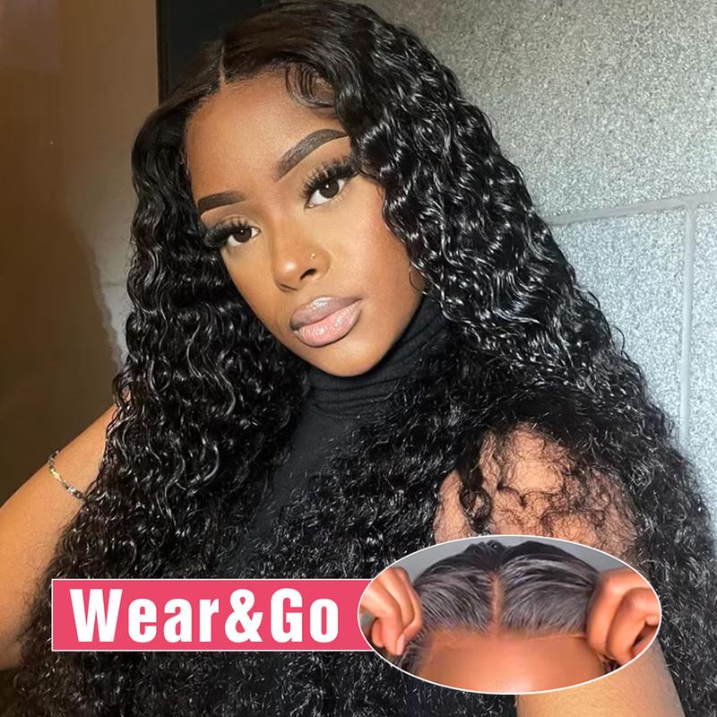 Bling Hair Easy To Wear Deep Wave 5x5 Lace Closure Wig with Pre Plucked Hairline Pre Cut Curly 6x4 Glueless Wigs Human Hair For Women