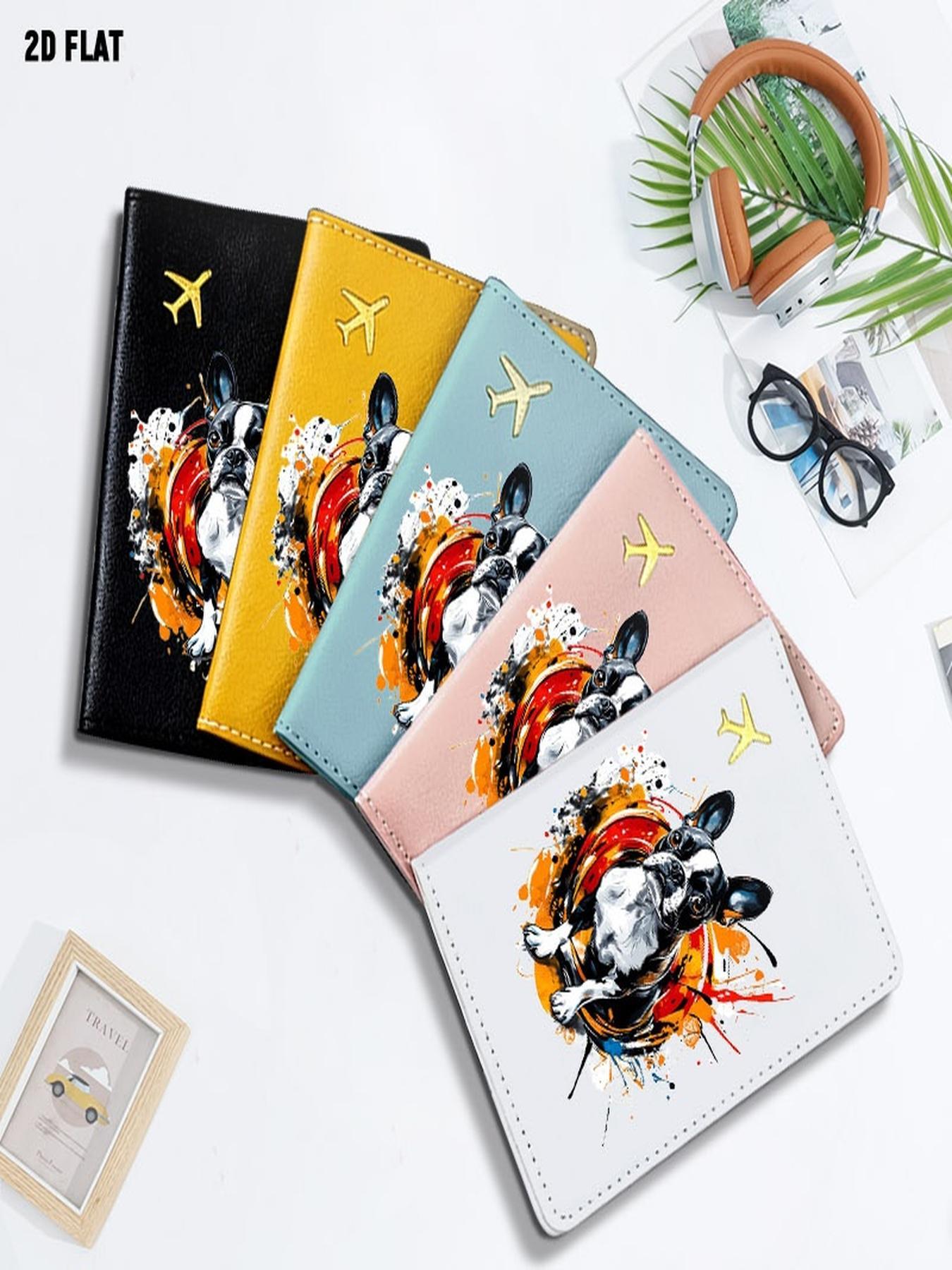 Artistic Graffiti Style Boston Terrier Print Passport Cover, One Size with Multiple Specifications Available, Modern Graphic Design Travel Accessory, Perfect for Storing Passports & Travel Documents During Trips