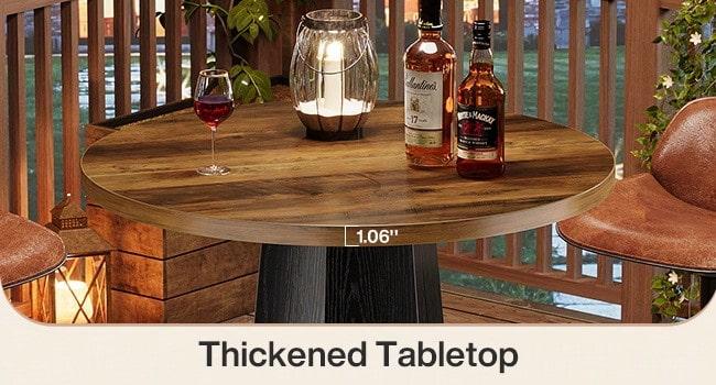 Round Counter Height Bar Table 31.5 Inch, Bistro Pub Table with Footrest, Brown & Black Small Space Table, Perfect for Kitchen Home Bar Cafe Studio Lounge Furniture Round Counter Height Bar Table 31.5 Inch, Bistro Pub Table with Footrest, Brown & Black Small Space Table, Perfect for Kitchen Home Bar Cafe Studio Lounge Furniture