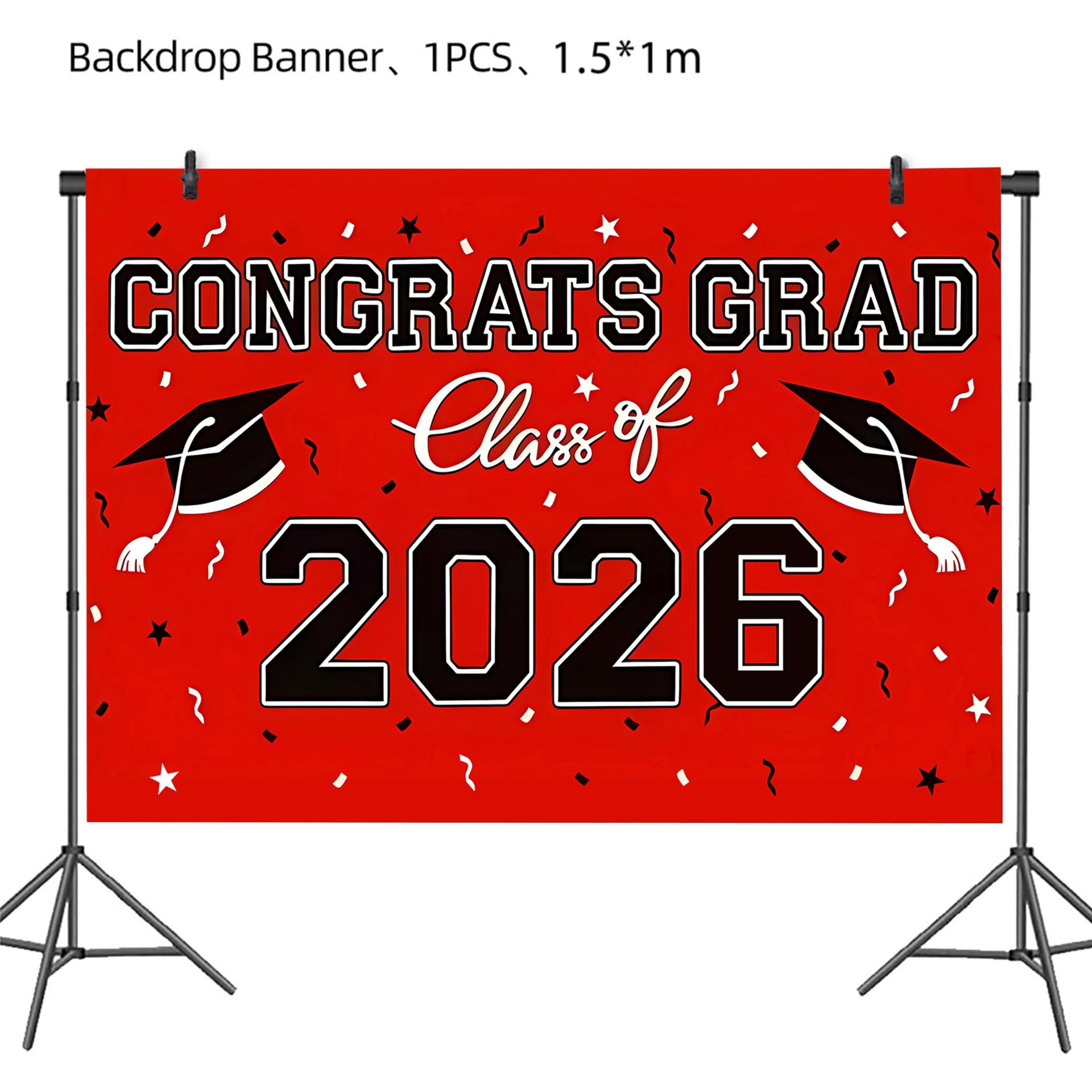 2026 Graduation Decoration Set, Theme, Banner, Background Board, Balloons, Ribbons, Party Supplies for High School & University Graduations