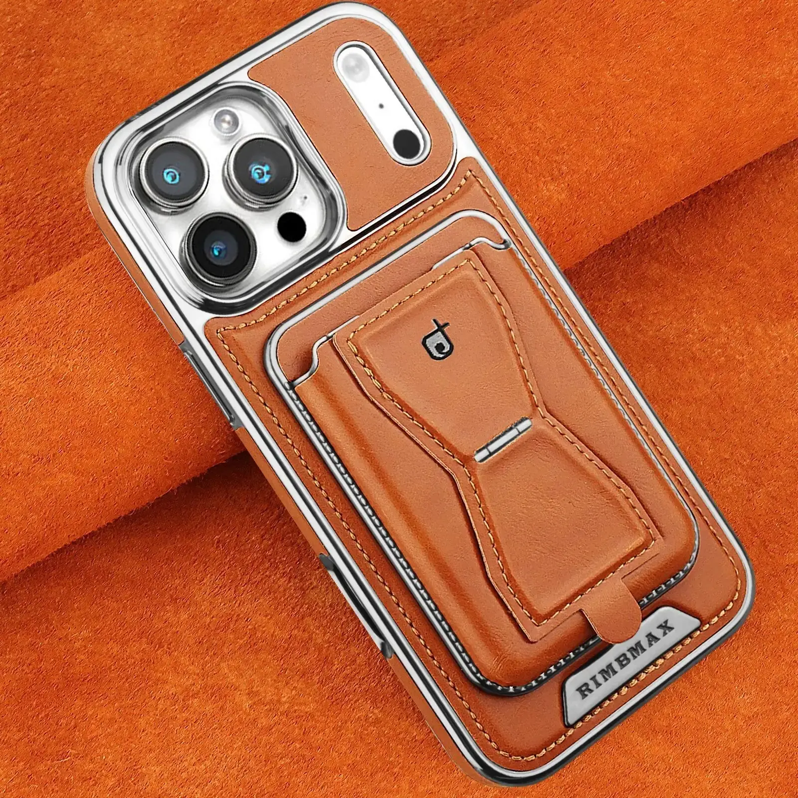Genuine Leather 2-in-1 Magnetic Card Bag & Stand Protective Smartphone Case - Detachable Card Bag, Full Shockproof Accessories for iPhone17ProMax/16Pro/15Plus/14/13/12Pro, High-End Business Cover for Men