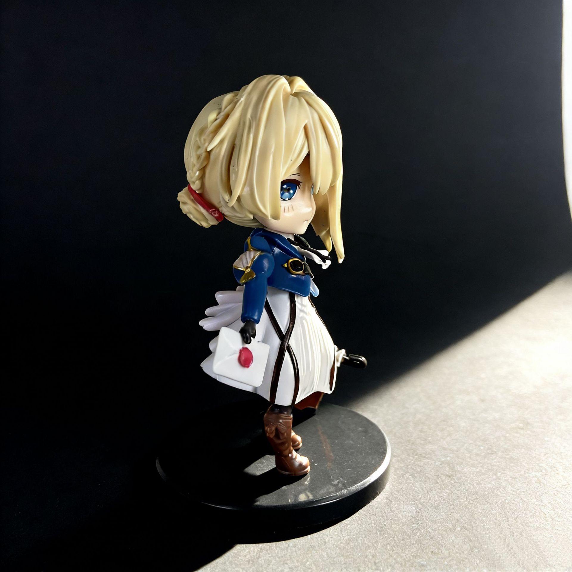 HOT15cm Violet Evergarden Violet Cute Version Delivering Letter Anime Figure Model Statue Collection Desktop Decoration Ornament