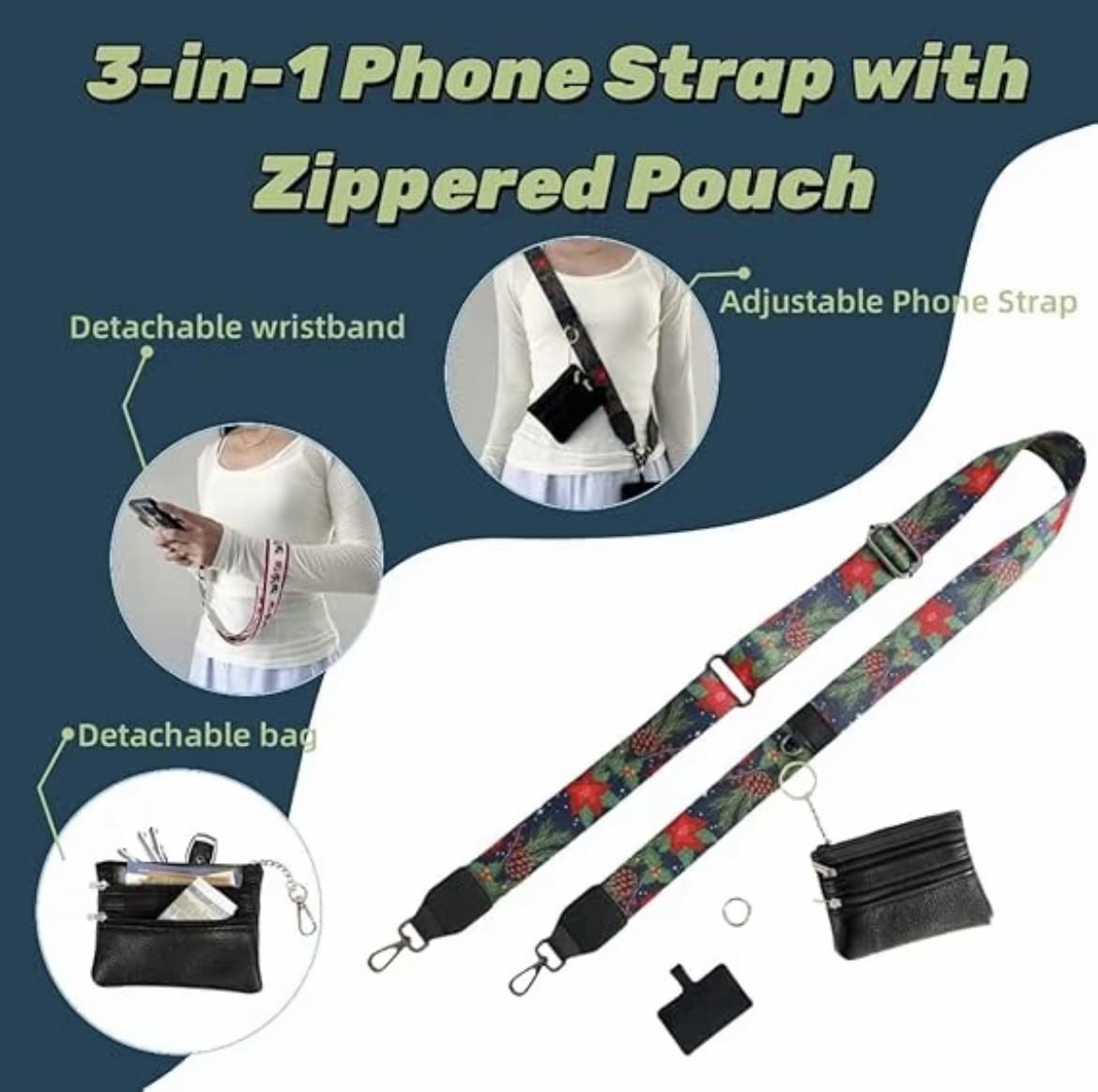 Adjustable Phone Lanyard Crossbody Strap with Wallet, Clip and Go Strap for Phone and Wallet, Compatible with All Phones, Perfect for Travel, Running, Shopping, Mother's Day Gifts