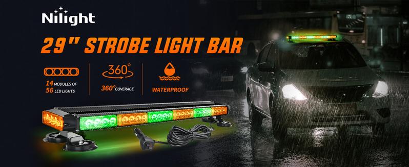 Nilight 29.5" Roof Top Strobe Lights 56LED Hazard Light  Safety Warning LED Flashing Light Bar Magnetic Mount 12V 24V Cars Trucks Tractors Snow Plows Construction Automotive  dealsforyoudays