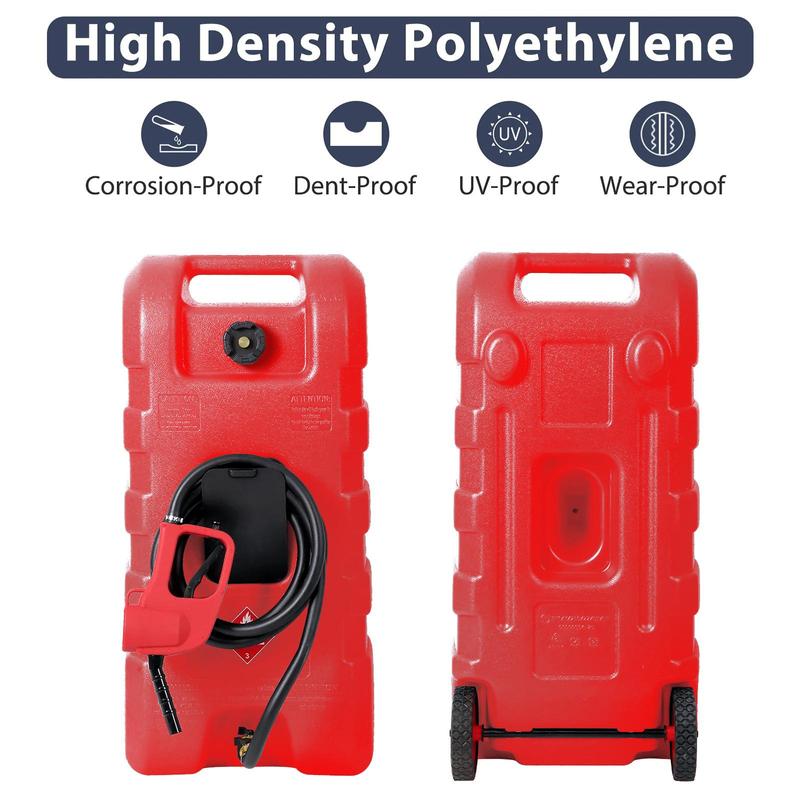 【GARVEE】 15 Gallon Portable Fuel Caddy with LE Pump & 10ft Hose for Gasoline Diesel Storage on Wheels for Cars Lawn Mowers ATVs Boats Red Yellow Gray Options - Convenience 【GARVEE】 15 Gallon Portable Fuel Caddy with LE Pump & 10ft Hose for Gasoline Diesel Storage on Wheels for Cars Lawn Mowers ATVs Boats Red Yellow Gray Options - Convenience