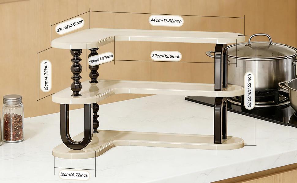 Countertop Organizer Storage Rack, Three-Layer Adjustable Corner Shelf, Ideal for Kitchen Bathroom Spice Rack Coffee Area Sink Top Vanity, Bathroom Organization