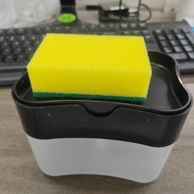 2pcs/set  Dishwashing Liquid Press, Cleaning Pan, Kitchen Type Automatic Liquid Filling Box, Scouring Pad, Dish Washing And Pan Washing Utensil, Soap Liquid Box