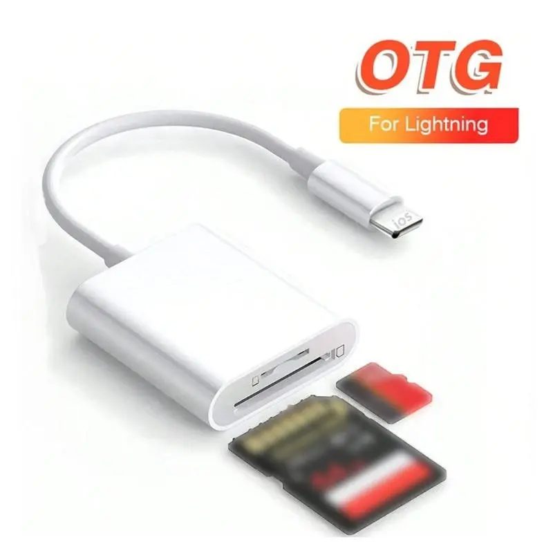 Dual Slot SD/TF Media Card Reader Adapter, Camera Viewer SD Card Adapter, Universal Portable Plug-And-Play Type-C/lightning Interface, Memory Card Reader